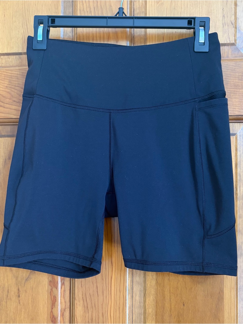 CALIA High-Rise Black Bike Shorts with Side Pocket